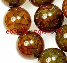 Natural 8mm Yellow Dragon Veins Agate Round Gemstone Loose Beads 15" AAA