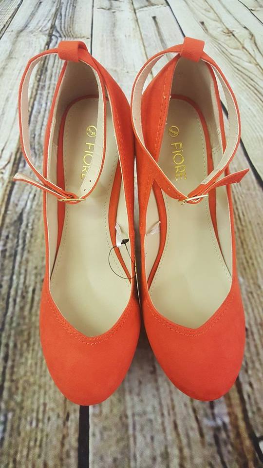 FIORE Wedge Platform Shoes in ORANGE/BROWN Suede Style wedge heel