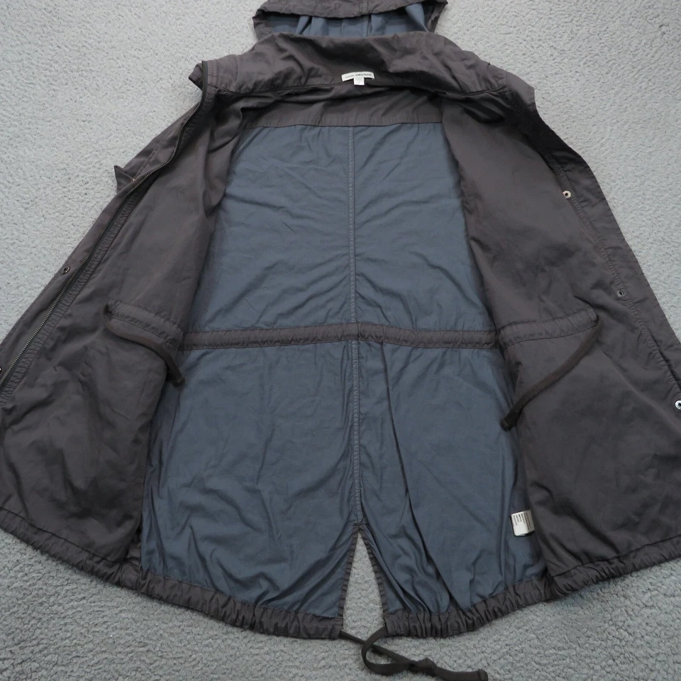 Chaqueta James Perse Mujer 1 Gris Utilidad Parka Con Capucha Cola de Pescado Cremallera Completa Paquete a Presión Foto 4 de 4