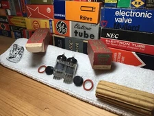 2x Rare 1958 FoilDiscGetter Tungsram ECC82 12AU7 OE Box Haltron /HolyGrail Audio