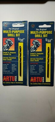 QTY 2 Artu 5/32 in. x 3 1/8 in. Multi-Purpose Drill Bits Cobalt 01012 USA Made