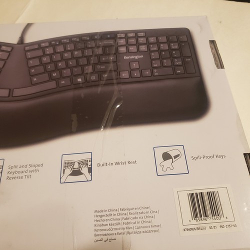 Kensington K75400US Pro Fit Ergo USB Wired Keyboard, New/ Open Box - Picture 15 of 24