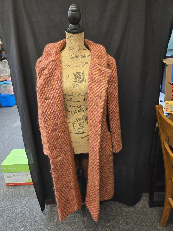 Amazing Vintage Orange/Brown Peacoat, Satin Lining incl. Handmade Buttons Size L - Image 3 of 4