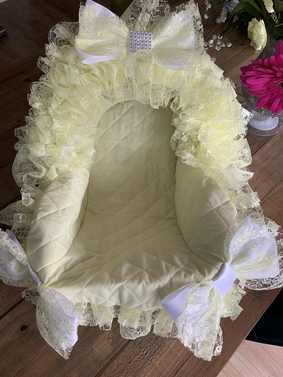 Reborn Doll Toys Doll Car Seat COVERS For Baby Carrier Lemon Yellow Frilly Lacey