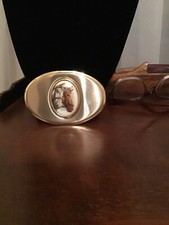 Belt Buckle Oval Shaped Gold Toned And Porcelin Horse Face