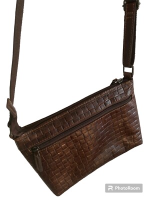 JACK GEORGE Crossbody Woven Brown Leather Handbag/Purse | eBay display picture 1