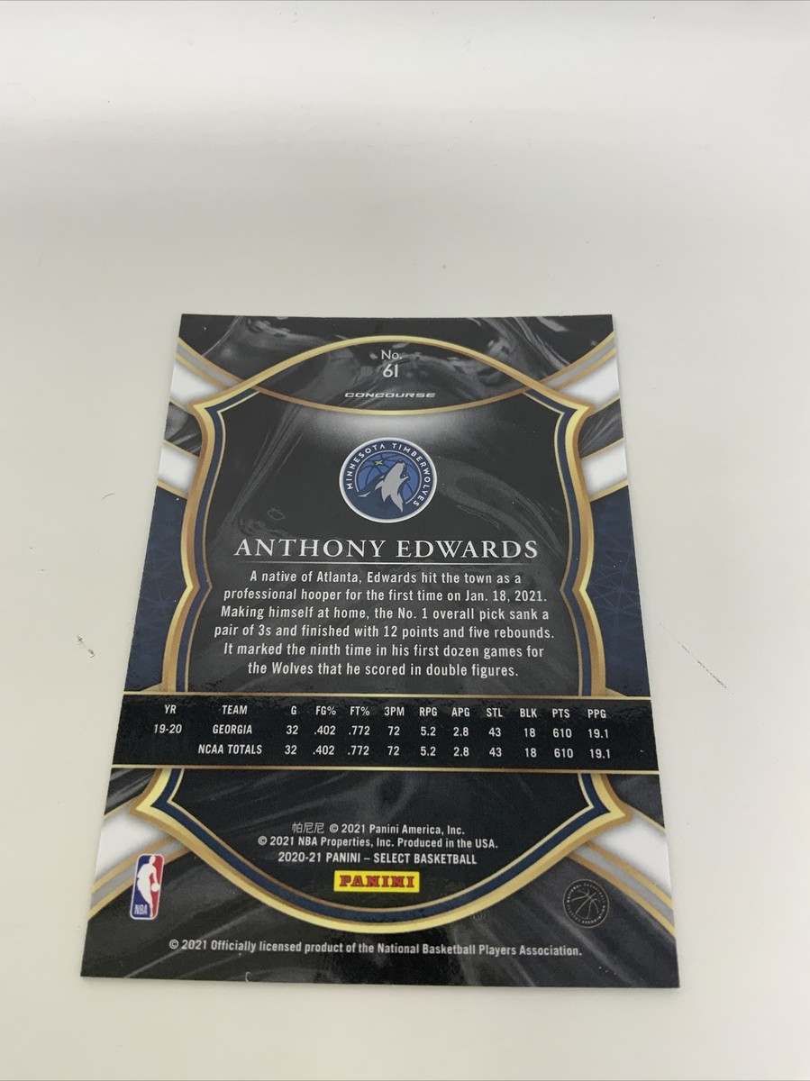 2020-21 Panini Select Blue Anthony Edwards Rookie RC Concourse
