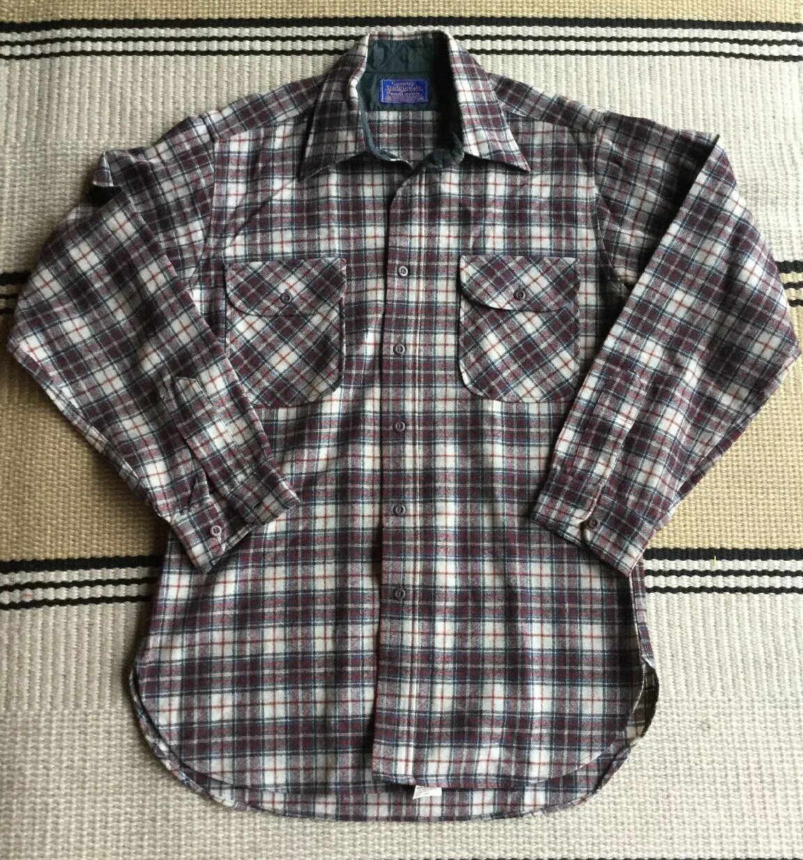 PENDLETON Button Up WOOL Flannel BOARD Shirt PLAI… - image 1