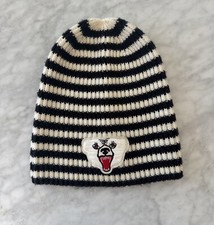 Gap Black And White Beanie Knit Hat Striped Polar Bear NWT New
