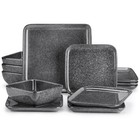 Ensemble vaisselle carré faïence grise service de table 4, 8, 12 personnes 12...