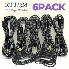 6Pack Heavy Duty Charging Cable Type-C USB-C 10FT For Samsung Android LG Charger