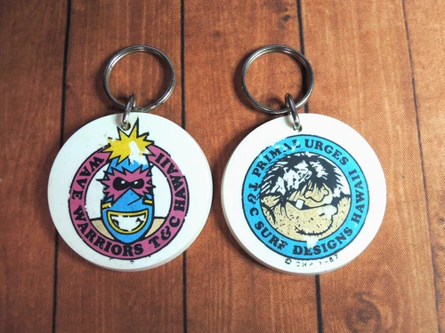 Lot of 2 Vintage 80's original T&C Surf Designs Keyring's Surfing Hawaii
