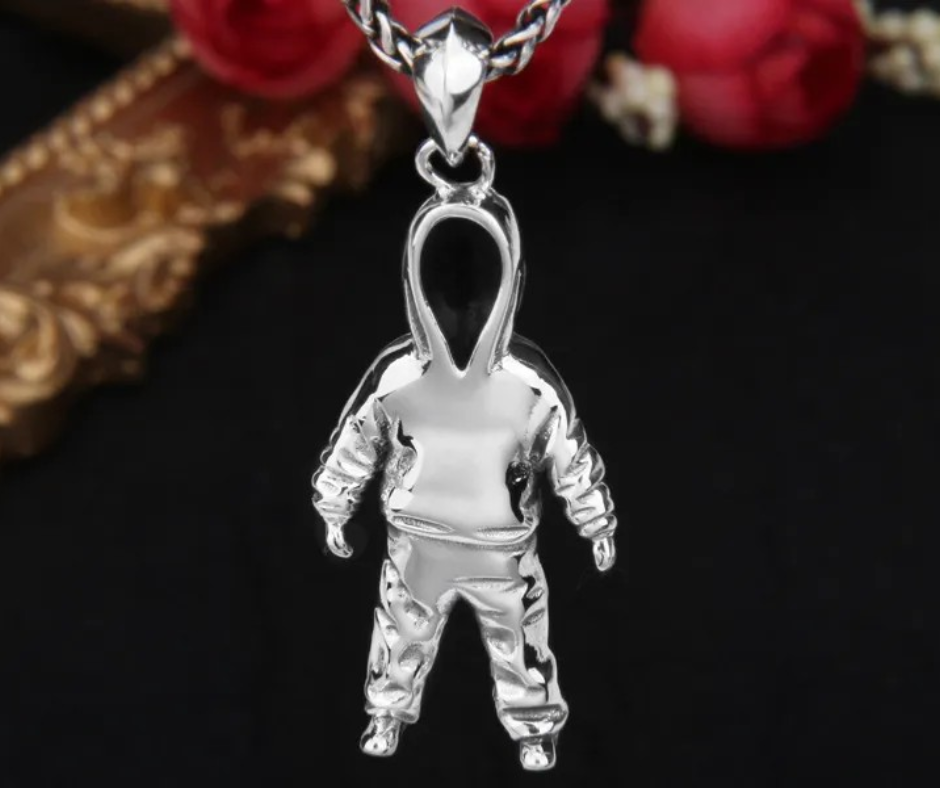 Sterling Silver Roadman Hoodie Pendant S925 Urban Streetwear Jewelry