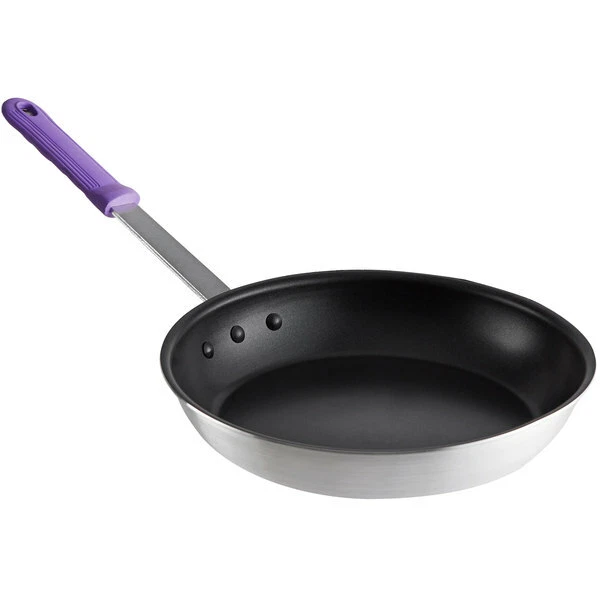 Choice Non-Stick Aluminum Fry Pan with Purple Silicone Grip (select size below)