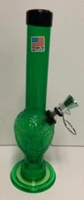 8" ACRYLIC PLASTIC ALIEN HEAD BUBBLE HOOKAH WATER PIPE BONG PULL CARB GREEN 1"M
