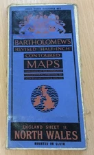 Vintage Bartholomew’s Cloth Map Of North Wales