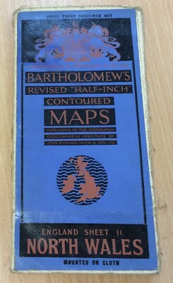 Vintage Bartholomew s Cloth Map Of North Wales