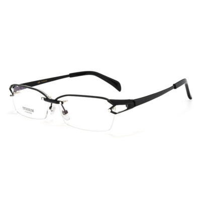 Men Pure Titanium Eyeglasses Frames Light Half Rim Glasses Retro Fashion Eyewear