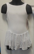 tank dance dress White BWC190 cotton spandex skirted leotard Girls sizes lined
