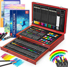 150-Pack Deluxe Wooden Art Set Crafts Drawing Painting Kit with 2 -Sketch Pads,