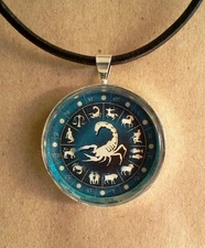 "SCORPIO" Glass Pendant with Leather Necklace (Born Oct 24 - Nov 22)