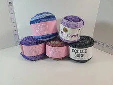 Yarn Lot Sweet Roll Coffee Shop Just My Stripe 5 Rolls Total