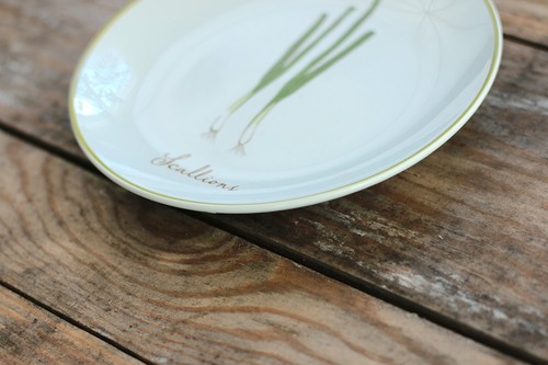 Tag Appetizer Plate Scallions Victory Garden Stoneware Dish 6.75 inch - Picture 3 of 5