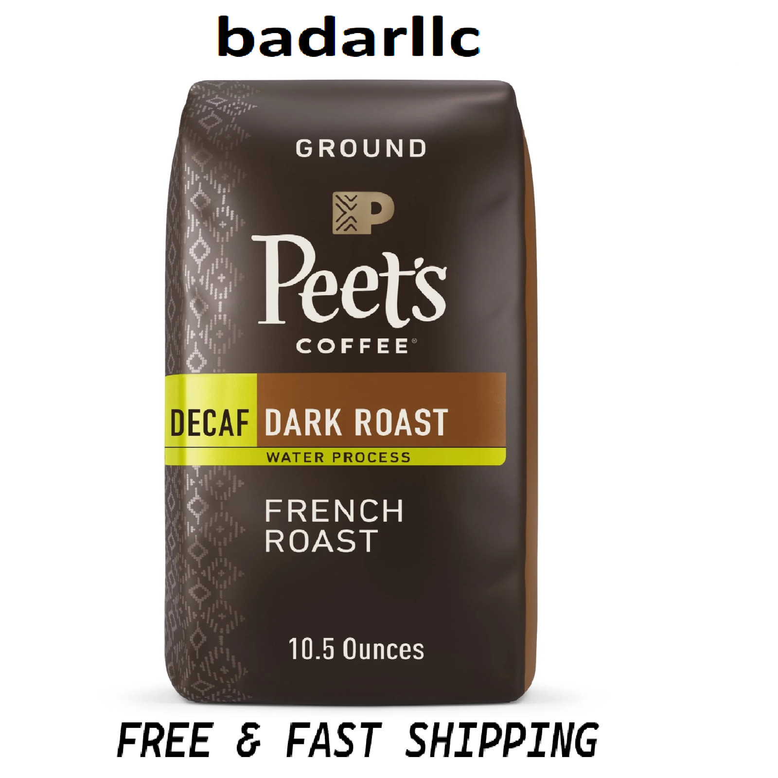 Peet's Coffee Decaf French Roast, Dark Roast Ground Coffee, 10.5 oz Bag