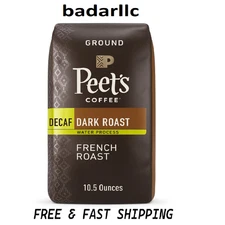 Peet's Coffee Decaf French Roast, Dark Roast Ground Coffee, 10.5 oz Bag