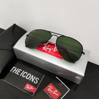 RAY-BAN RB3026, aviator sunglasses , Black Frame/Large 62mm Blackish Green Lens