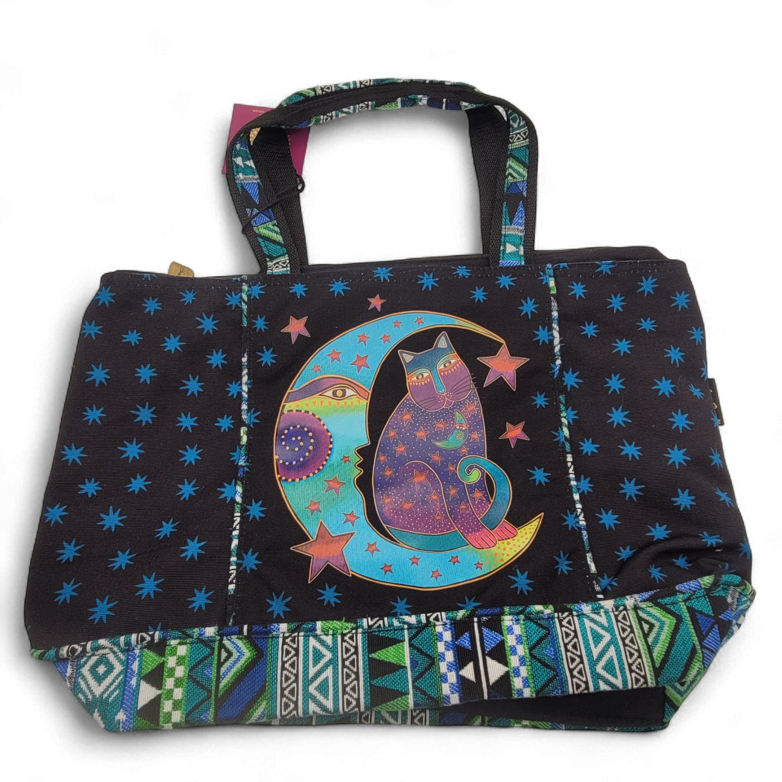 Laurel Burch Moon Side Cat Shoulder Tote Bag – Celestial Large Purse 20"x15"