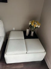 City Furniture Ottoman – Color White Faux Leather, Elegant & Functional 