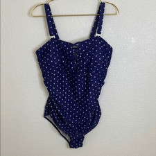 Navy Polka Dot one piece Swimsuit- Size 16W