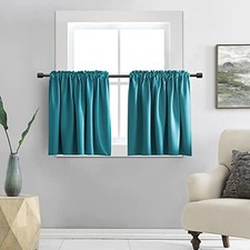 30 Inches Long Curtain Tiers for Kitchen - 42"W x 30"L Pack of 2 Teal