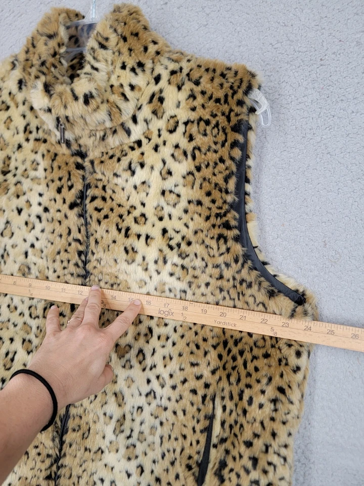 Chaleco reversible de piel sintética con estampado de leopardo talla XL Worthington cremallera sin mangas otoño Foto 4 de 4