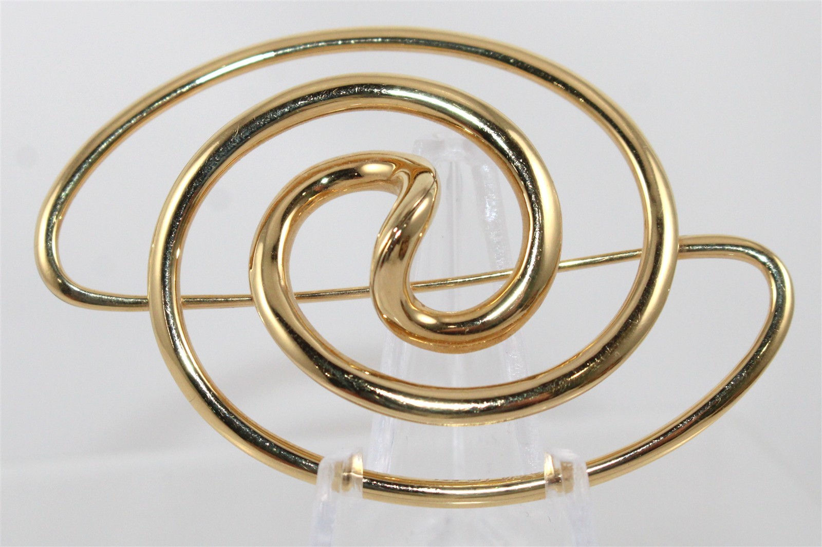 Michael Good 18K YG Handcrafted Anticlastic Technique Modernist Swirl Brooch
