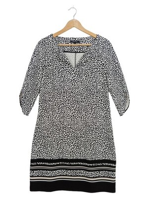 Comma Damen Sommerkleid Gr. 38/M Schwarz Weiß Animal Print Elegant