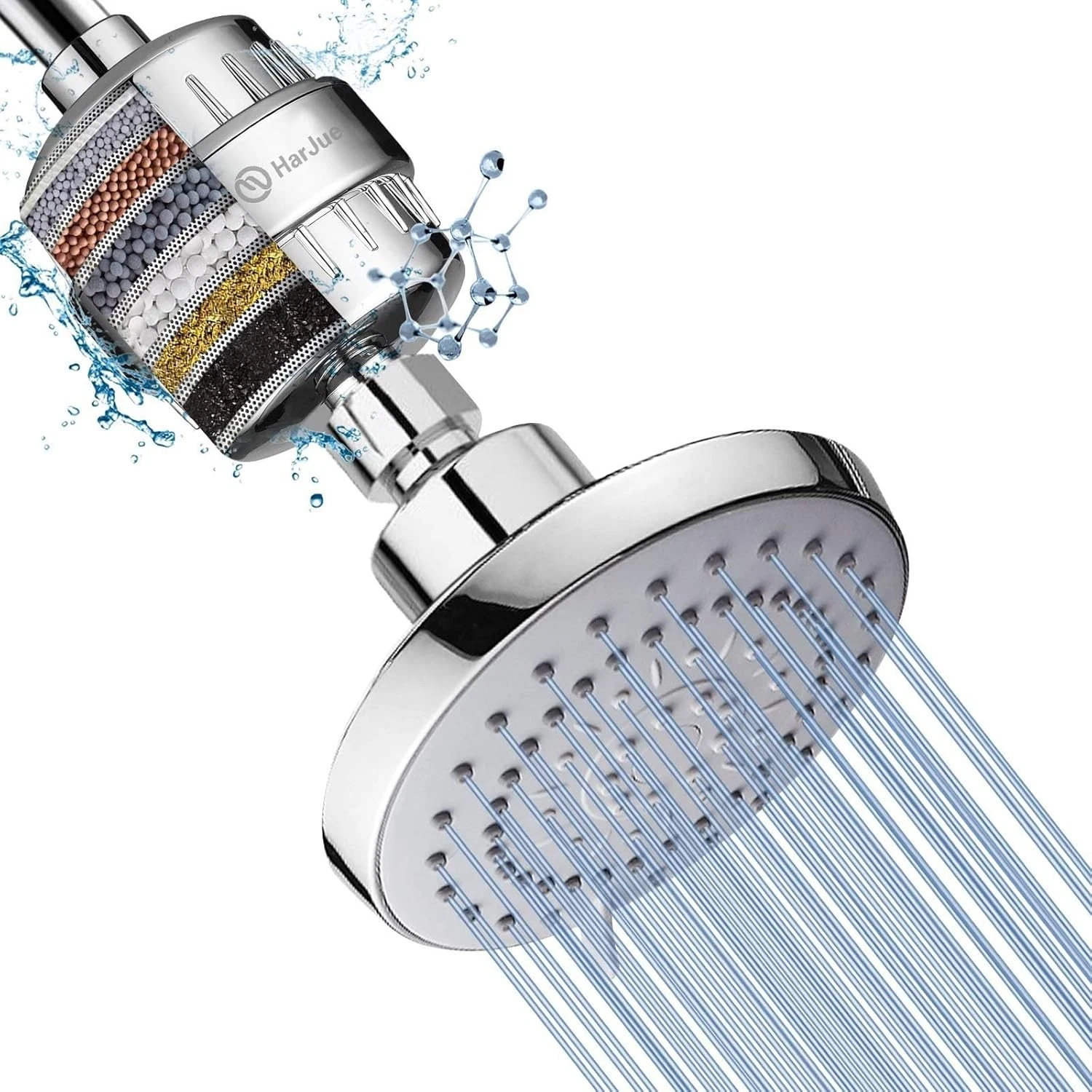 High Pressure 5 Setting Rain Shower Head Combo Filter Shower Head Hard Water