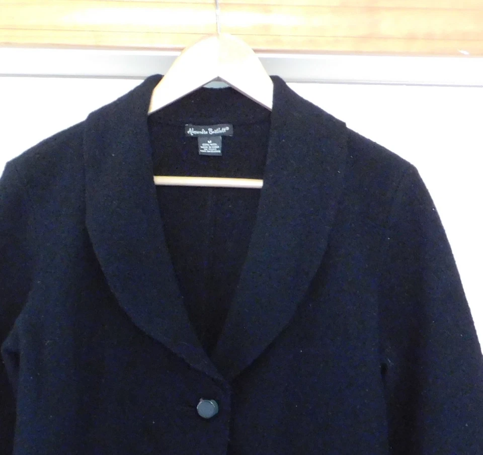 Alexandra Bartlett y2k De Colección Negro Lana Hervida Cárdigan Suéter Chaqueta Mediana Foto 2 de 4