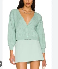 $330 NWT Alice & Olivia size S ZELINA Deep V Cable Cardigan Sweater SOLD OUT