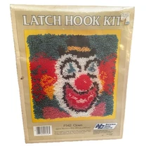 Vintage National Yarn Crafts CLOWN Scary Design P342 Latch Hook Kit 12 x 12 NEW