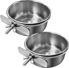Bird Feeding Dish Cups Parrot Food Bowl Clamp Holder Coop Cup, 2PCS Bird Cage Wa