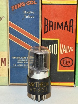 Raytheon VT-231 6SN7GT Black 2-Hole T-Plate Tube TV7 Tested NOS Results=90/102