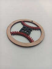 Number 25 Baseball Christmas Round Ornament Wood Cutout Print 4"
