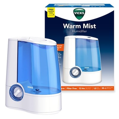 Vicks Warm Mist Humidifier Filter Free 1 Gal Tank, 1 Count (Pack of 1), White 