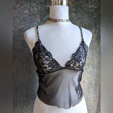 Elegant Sheer Black Lace Camisole