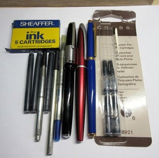 Job lot Vintage FOUNTAIN PENS & Ink Cartridges Cross Elysee Modele Recife