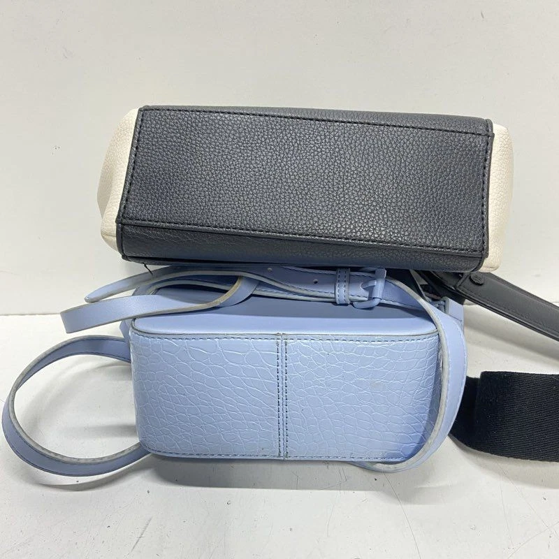 Steve Madden SM Logo Front Satchel Crossbody Black White Blue Logo Pattern Set - Image 3 of 4