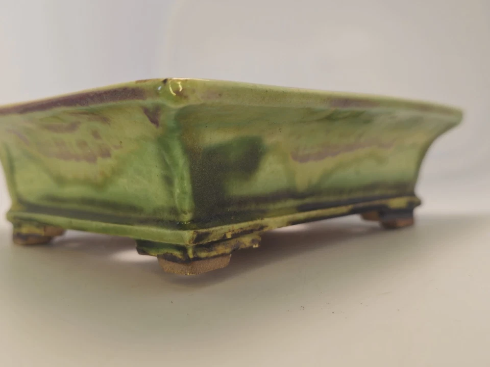 Maceta Bonsai Japonesa Fukuda Keian Rectangular Esmaltada 6.25"×5.25"×2" Foto 3 de 4