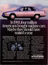 Hyundai Sonata 1989 Car Magazine Print Ad Vintage Auto Sedan